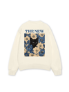 Áo Sweater Nỉ Hai Da Blue Flower Cat