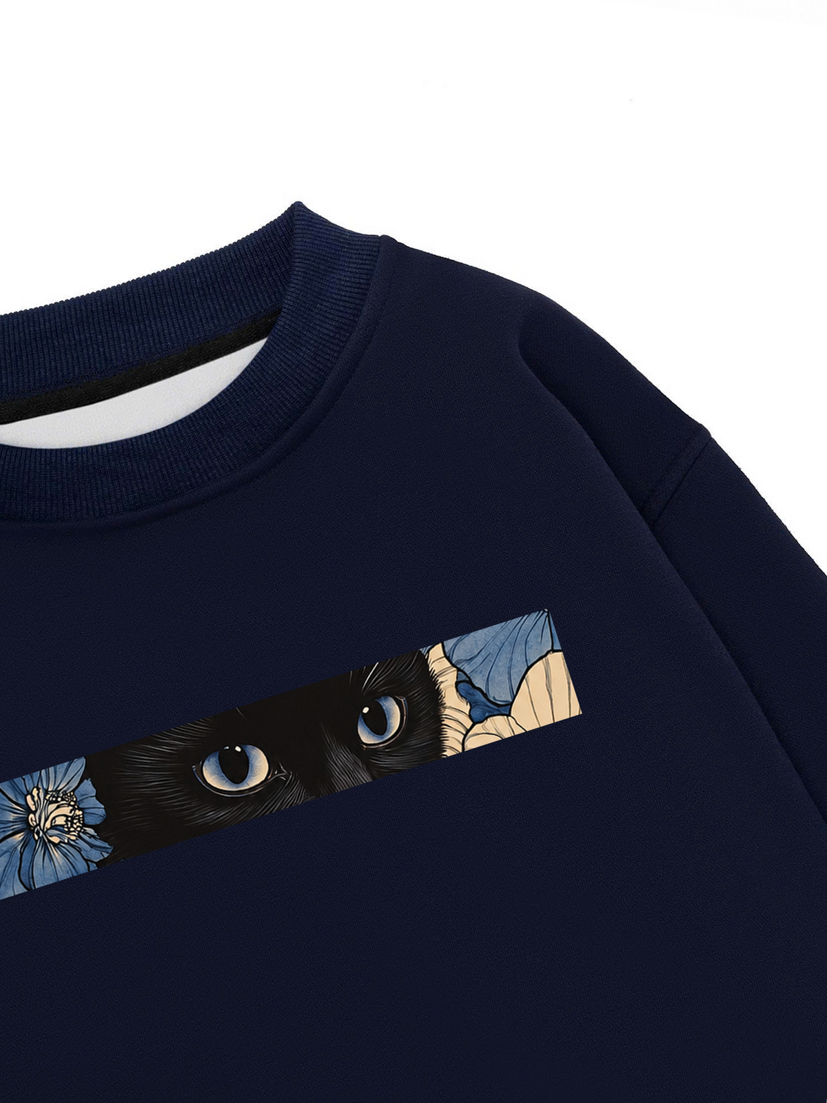 Áo Sweater Nỉ Hai Da Blue Flower Cat