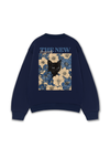 Áo Sweater Nỉ Hai Da Blue Flower Cat