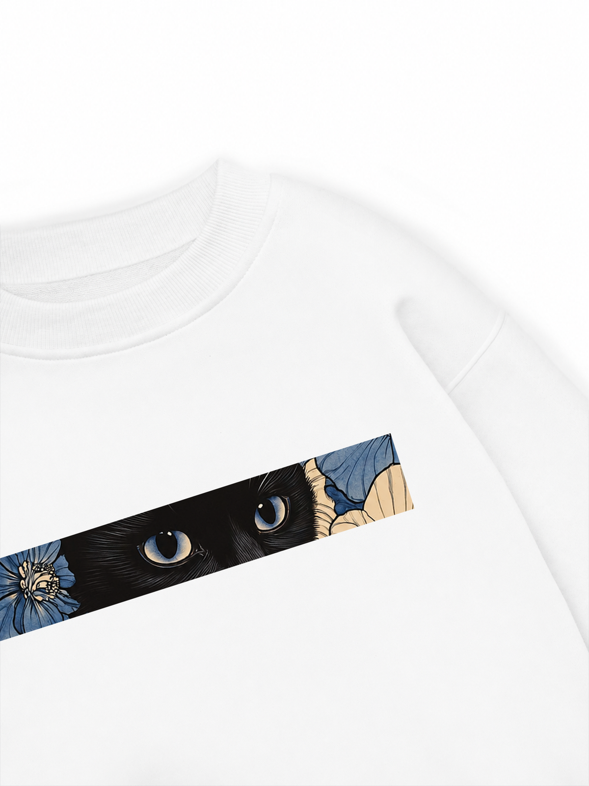 Áo Sweater Nỉ Hai Da Blue Flower Cat