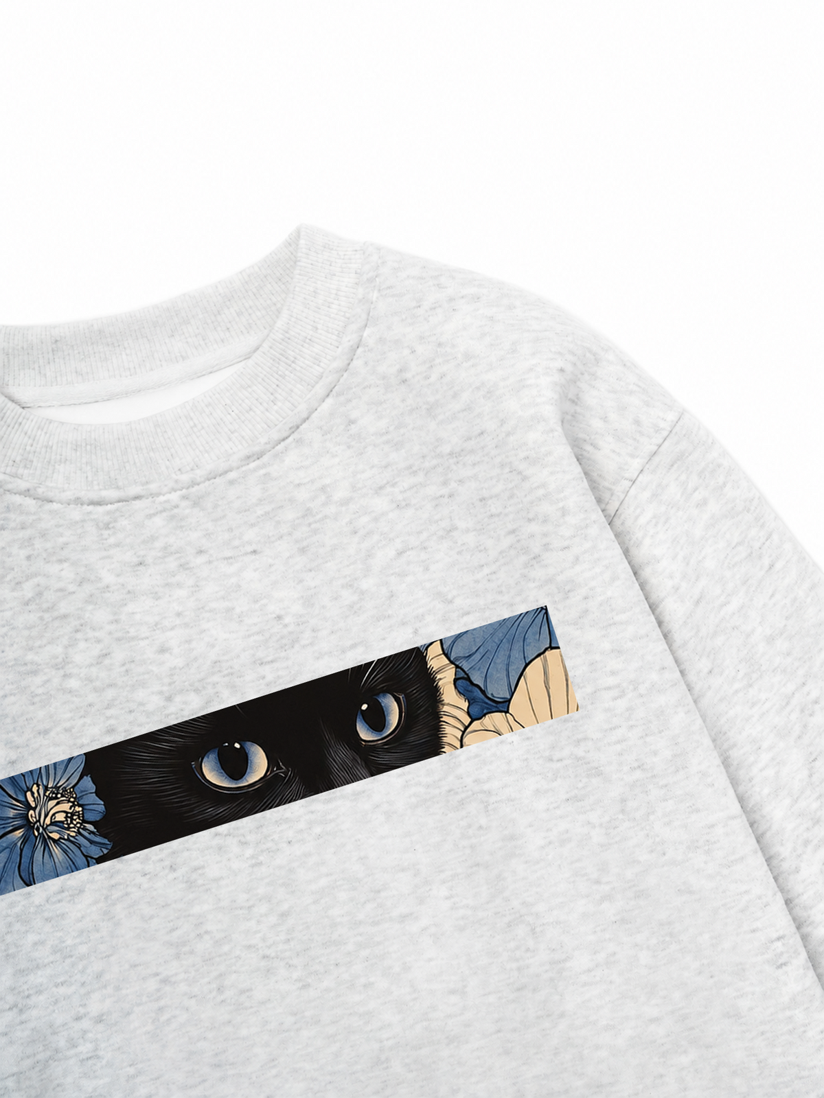 Áo Sweater Nỉ Hai Da Blue Flower Cat