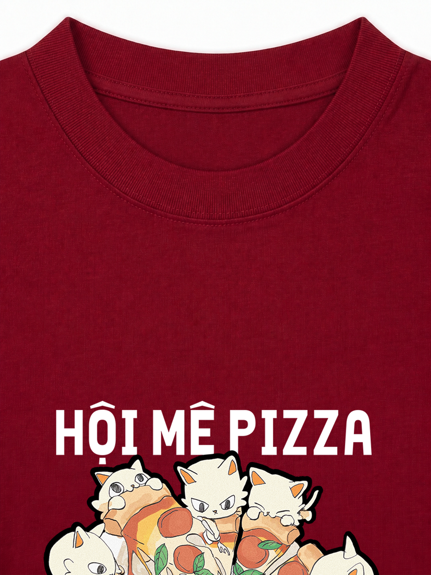 Áo Thun Relaxed Fit Hội Mèo Mê Pizza