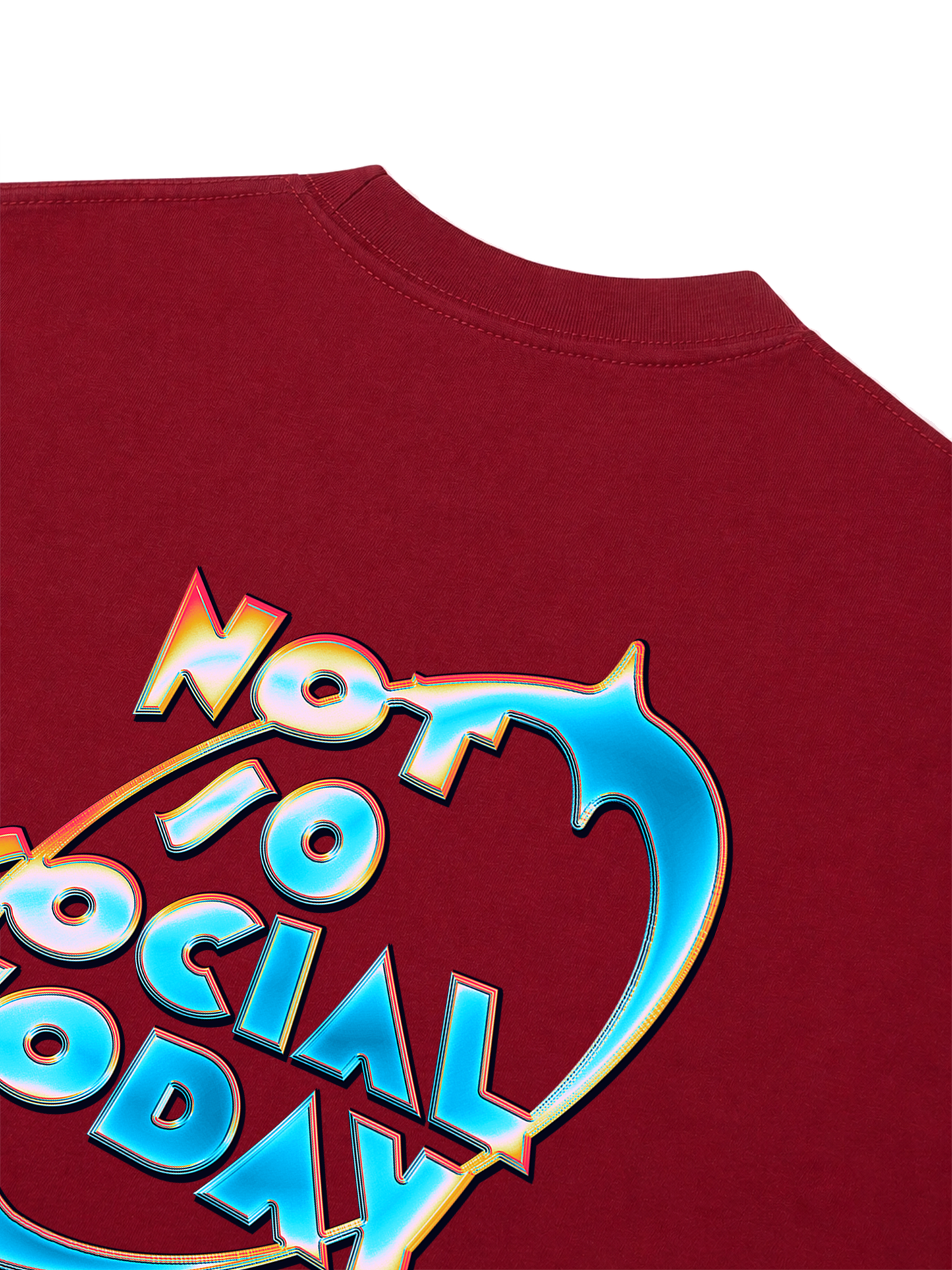 Áo Thun Relaxed Fit Not So Social Today Neon Holographic