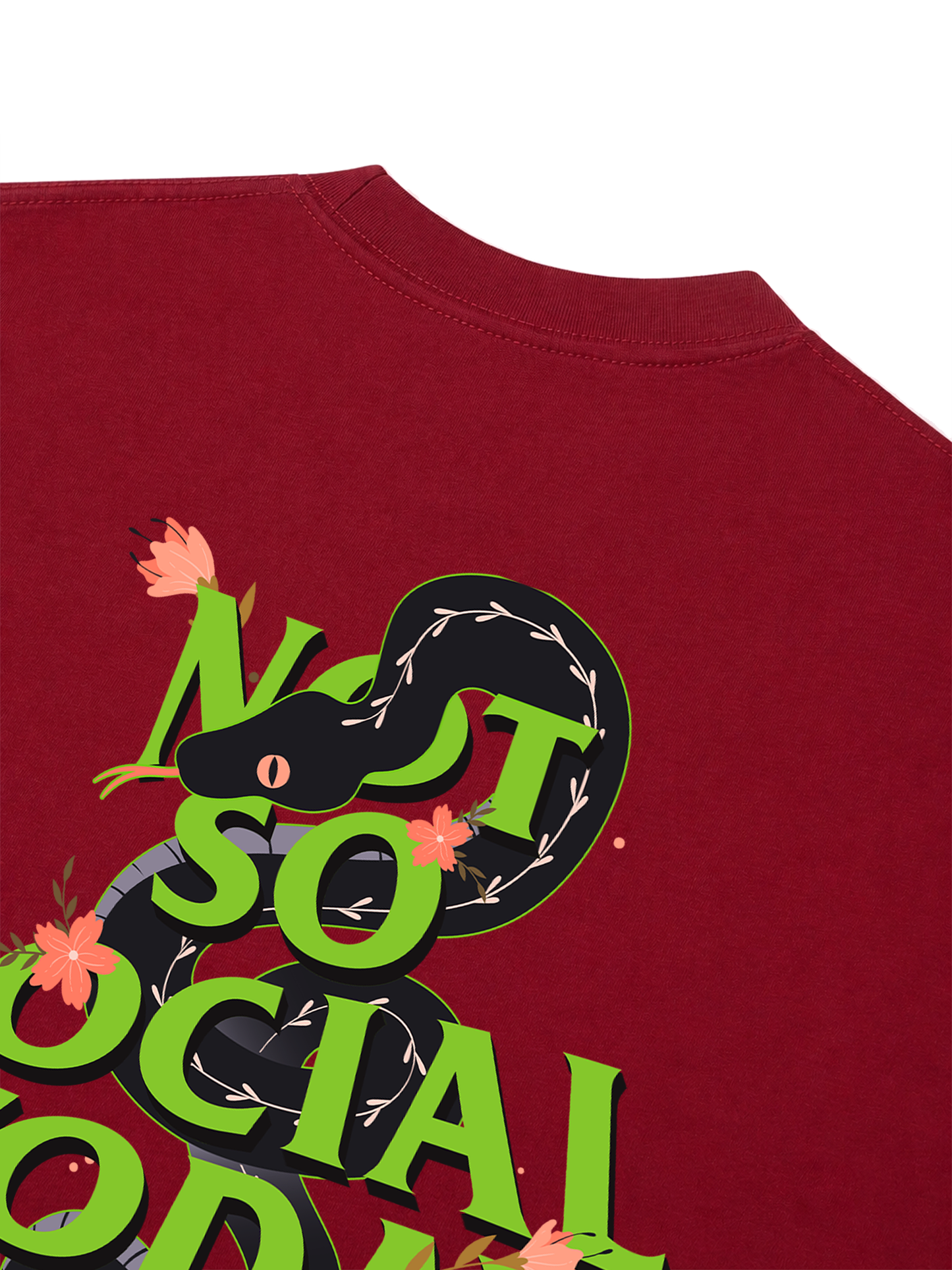 Áo Thun Relaxed Fit Not So Social Today Cherry Snake