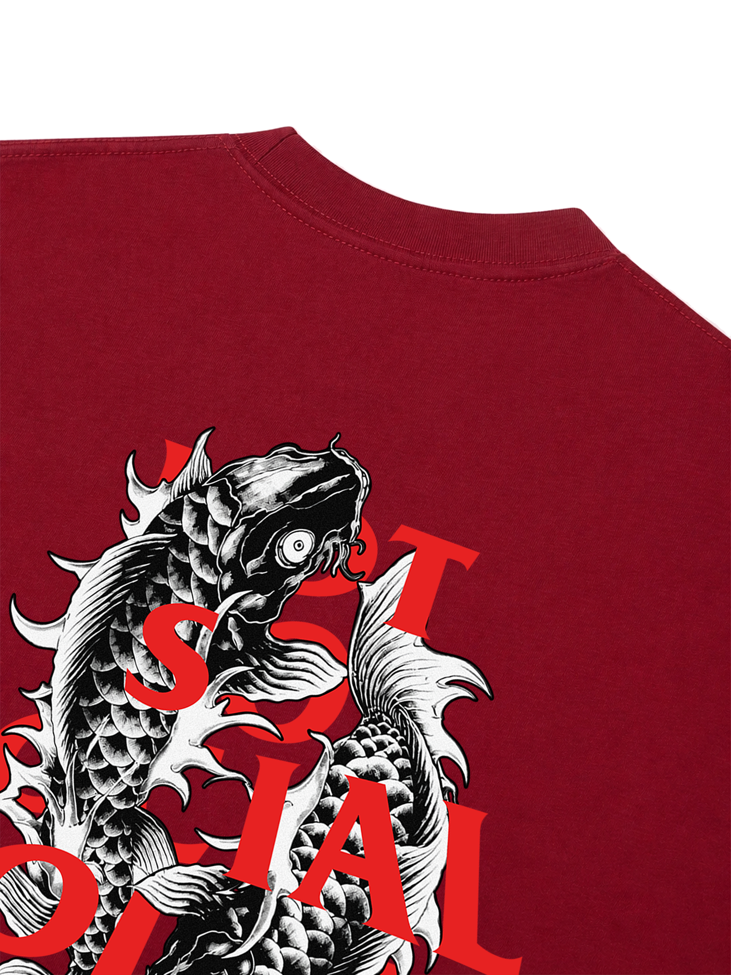 Áo Thun Relaxed Fit Not So Social Today Dark Koi Harmony