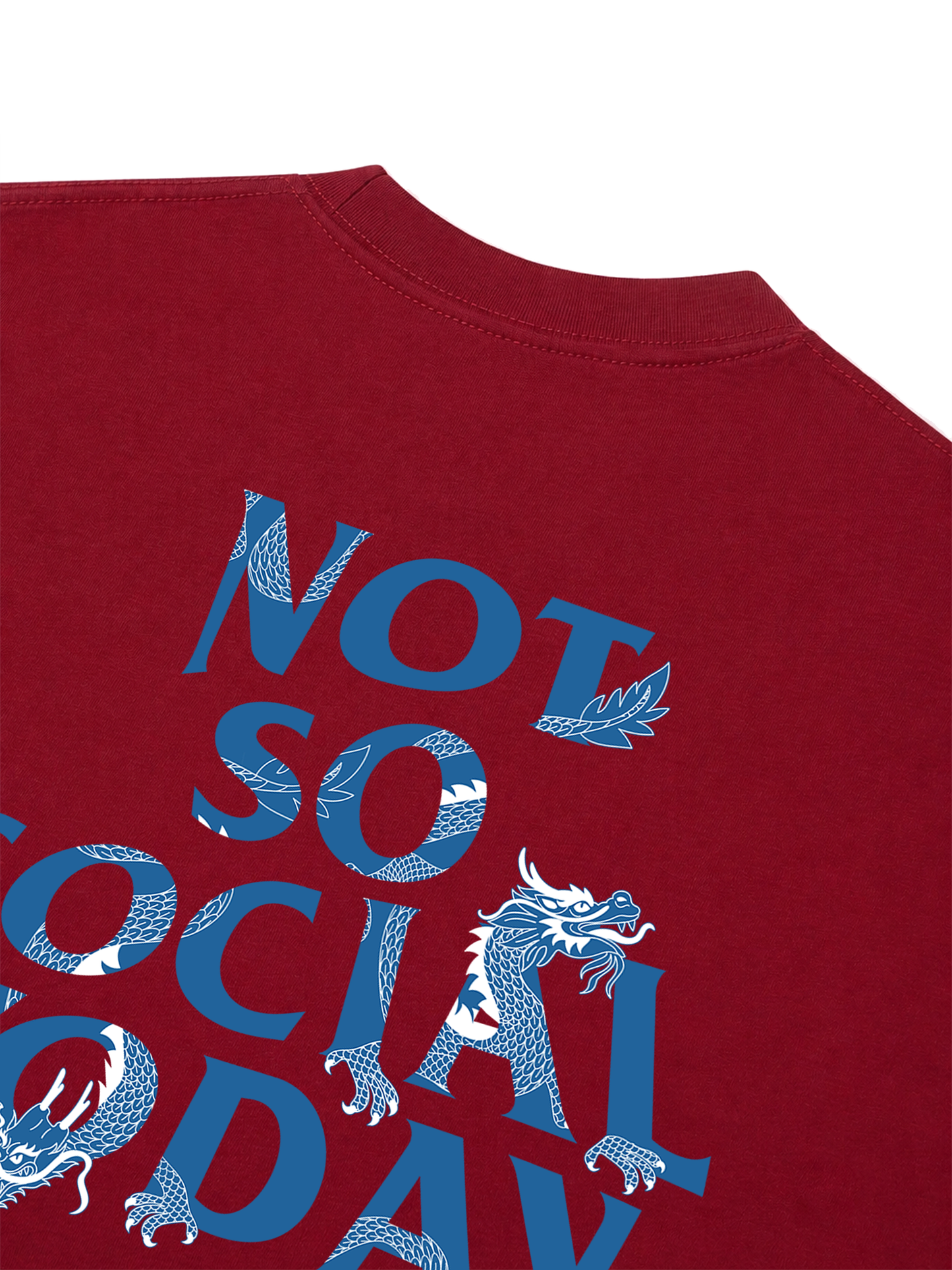 Áo Thun Relaxed Fit Not So Social Today Blue Dragon