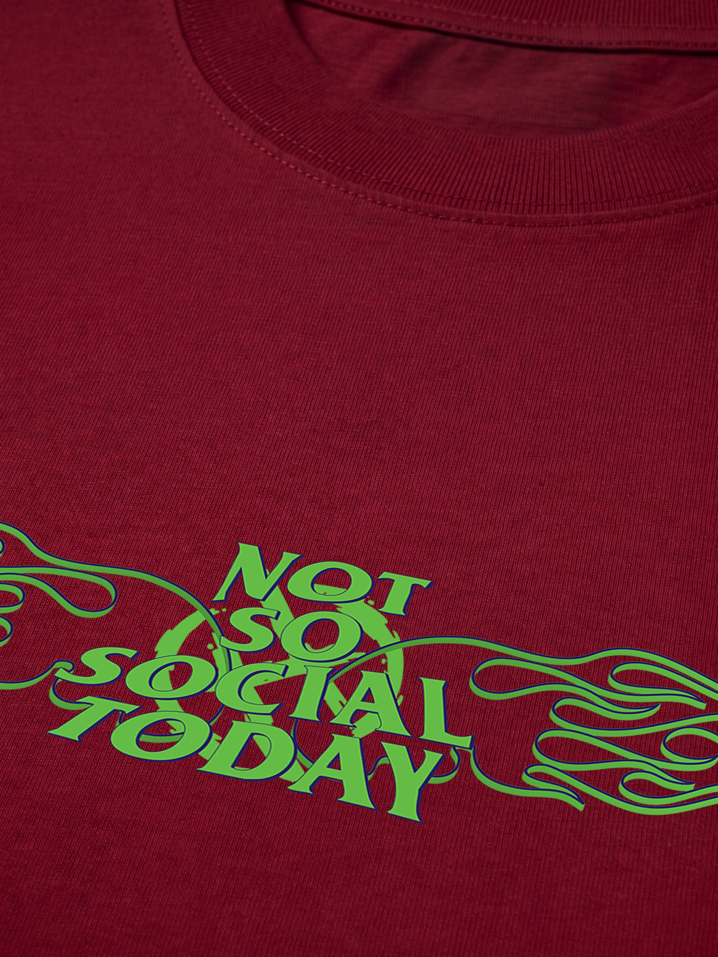 Áo Thun Relaxed Fit Not So Social Today Green Fire
