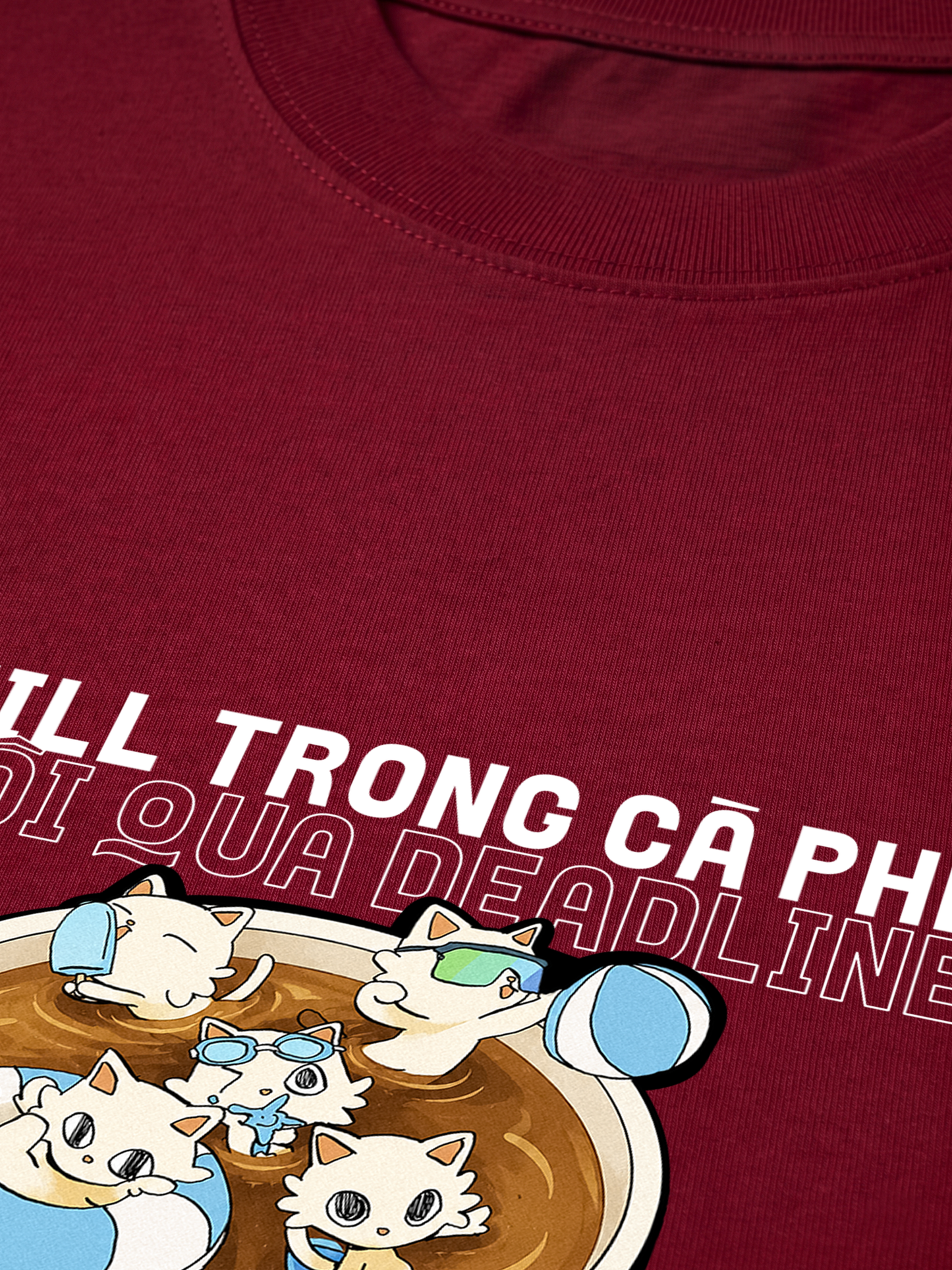 Áo Thun Relaxed Fit Hội Mèo Chill trong Cà Phê