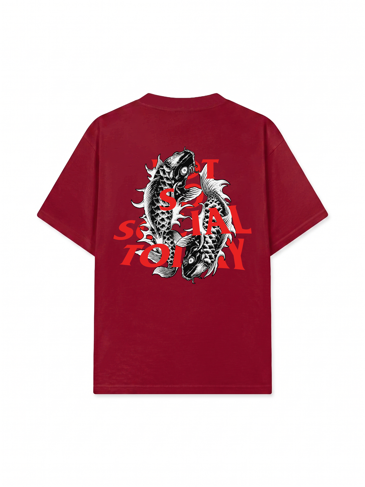 Áo Thun Relaxed Fit Not So Social Today Dark Koi Harmony