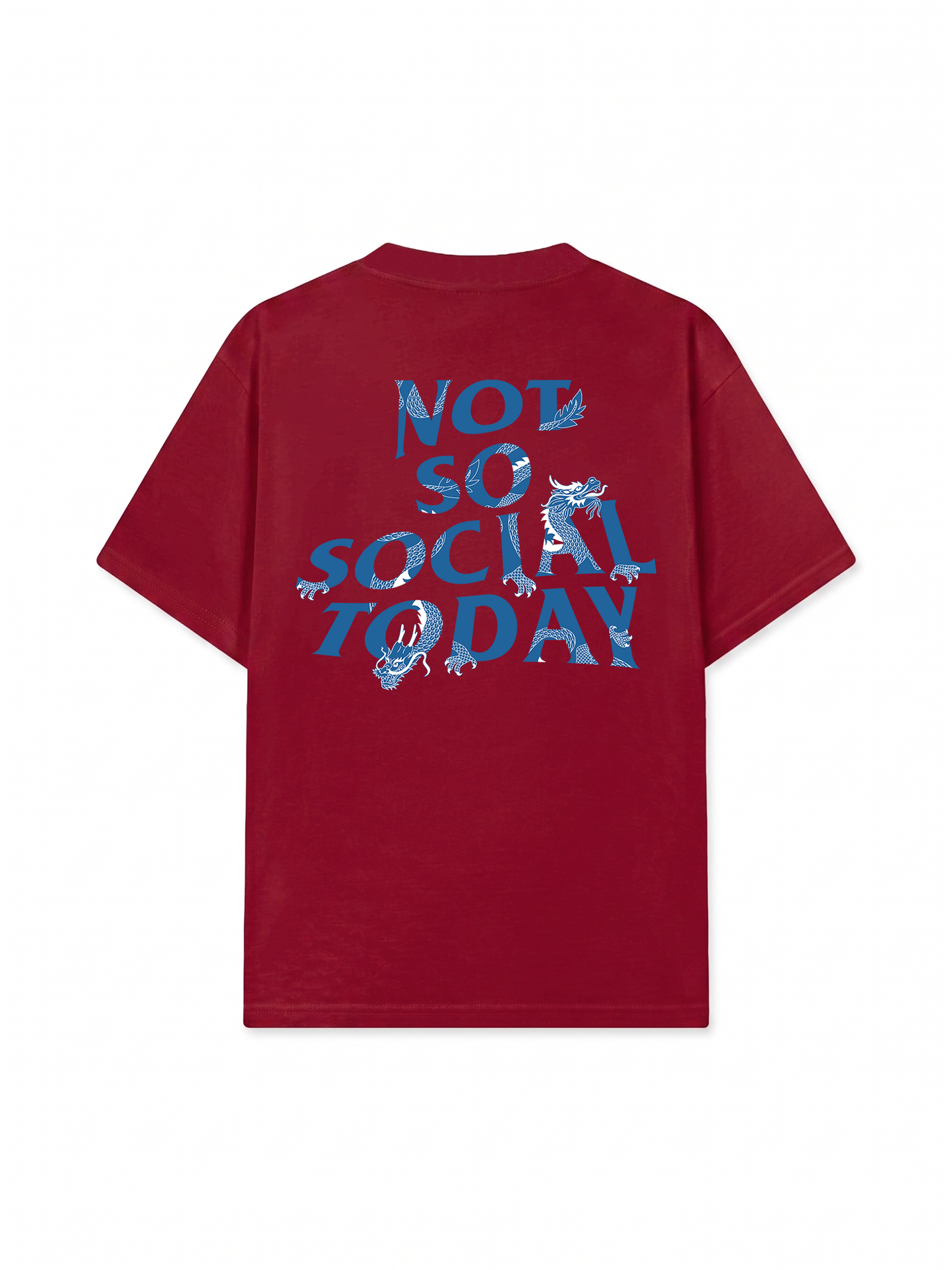 Áo Thun Relaxed Fit Not So Social Today Blue Dragon