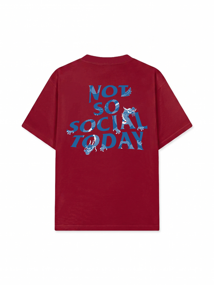 Áo Thun Relaxed Fit Not So Social Today Blue Dragon