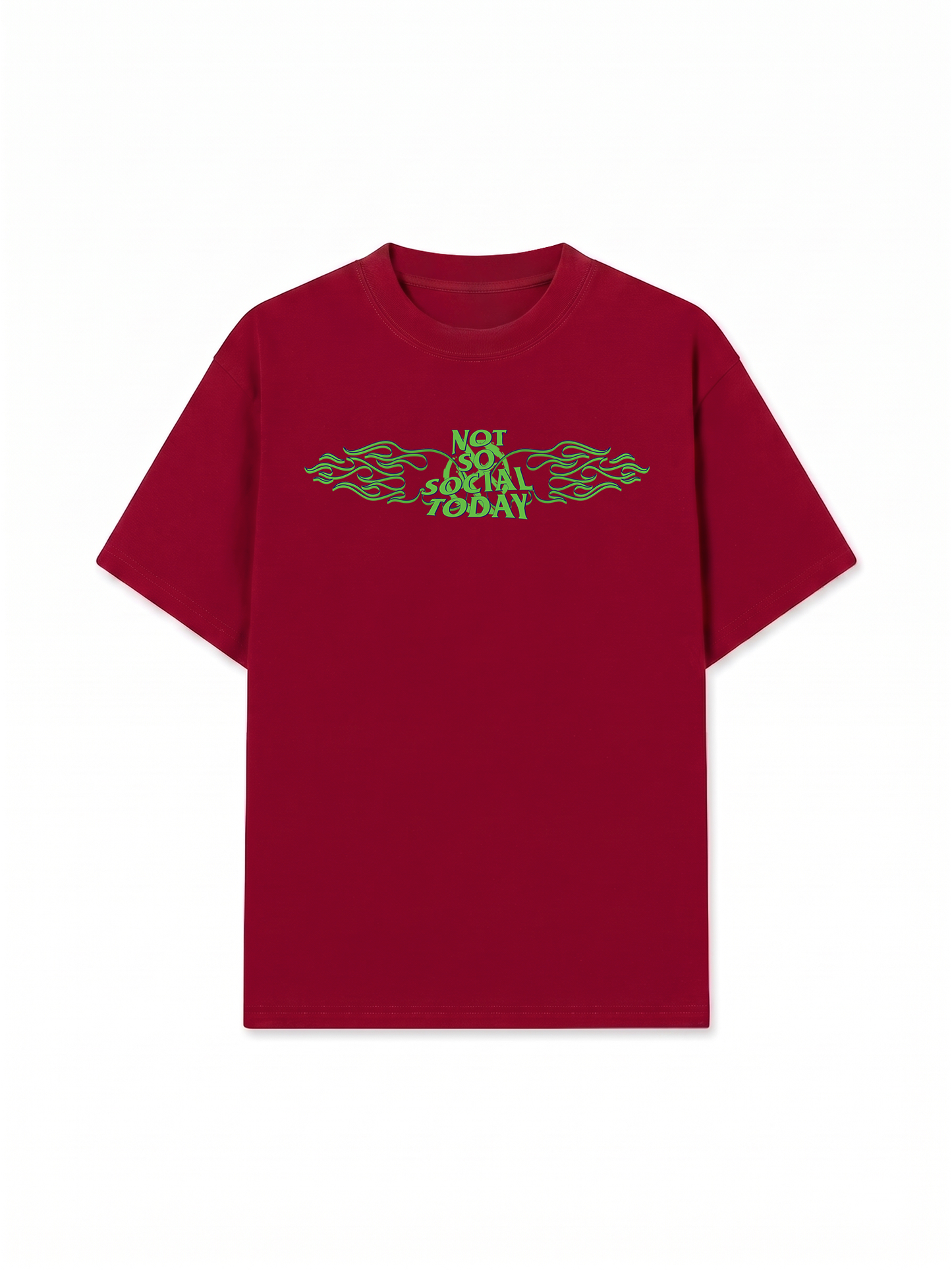 Áo Thun Relaxed Fit Not So Social Today Green Fire