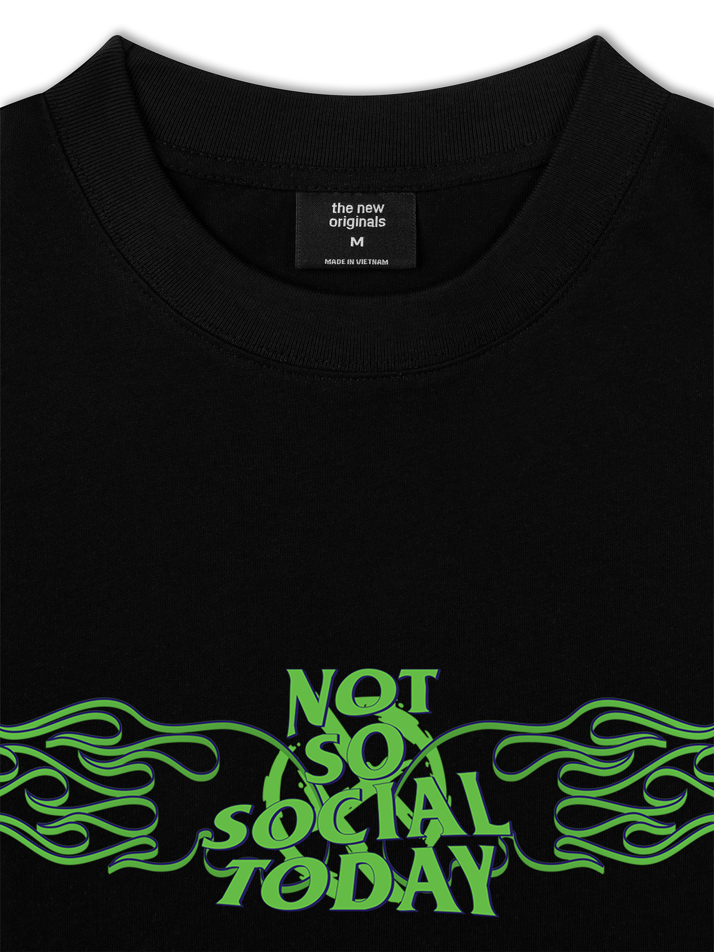 Áo Thun Relaxed Fit Not So Social Today Green Fire
