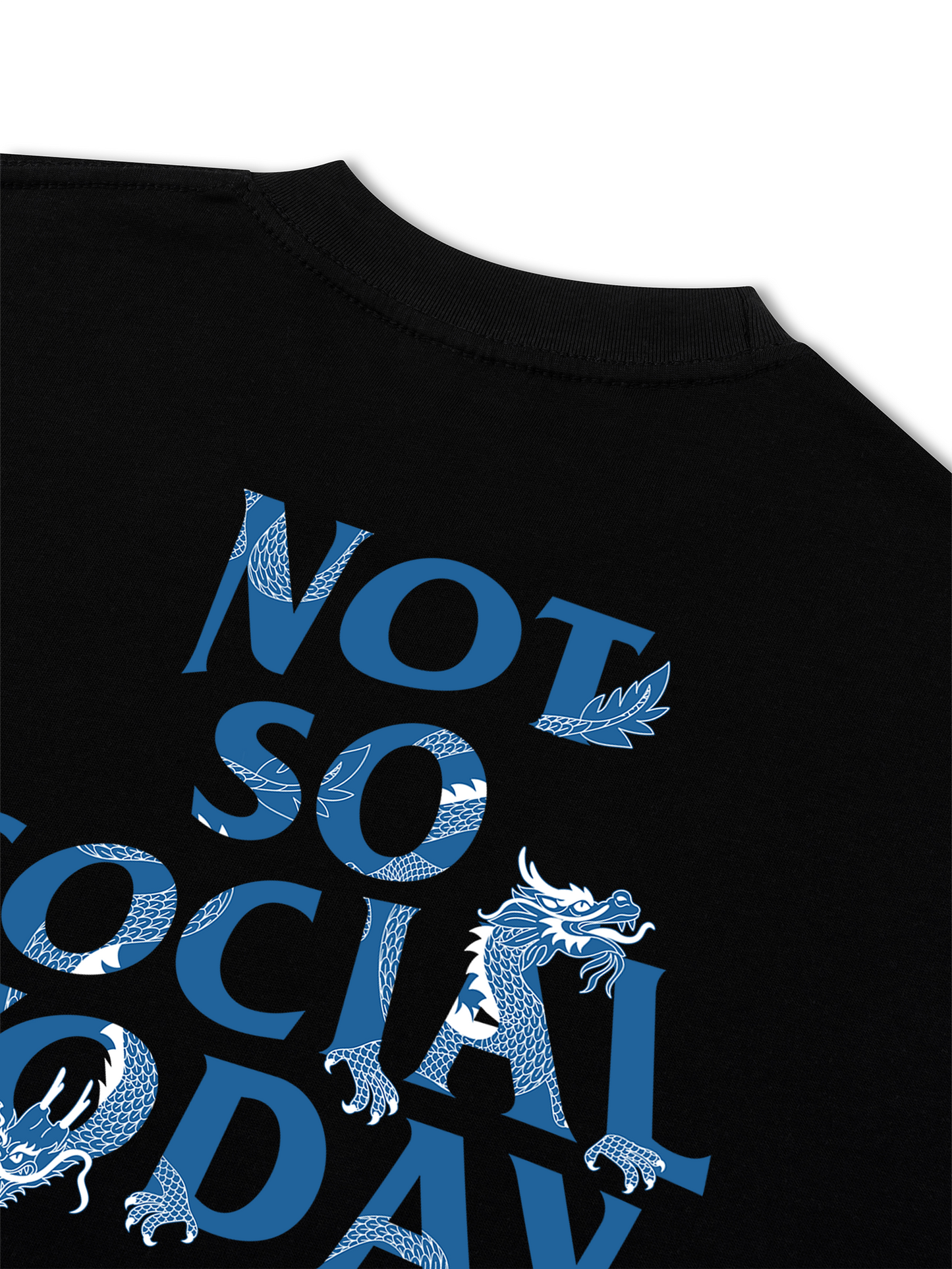 Áo Thun Relaxed Fit Not So Social Today Blue Dragon