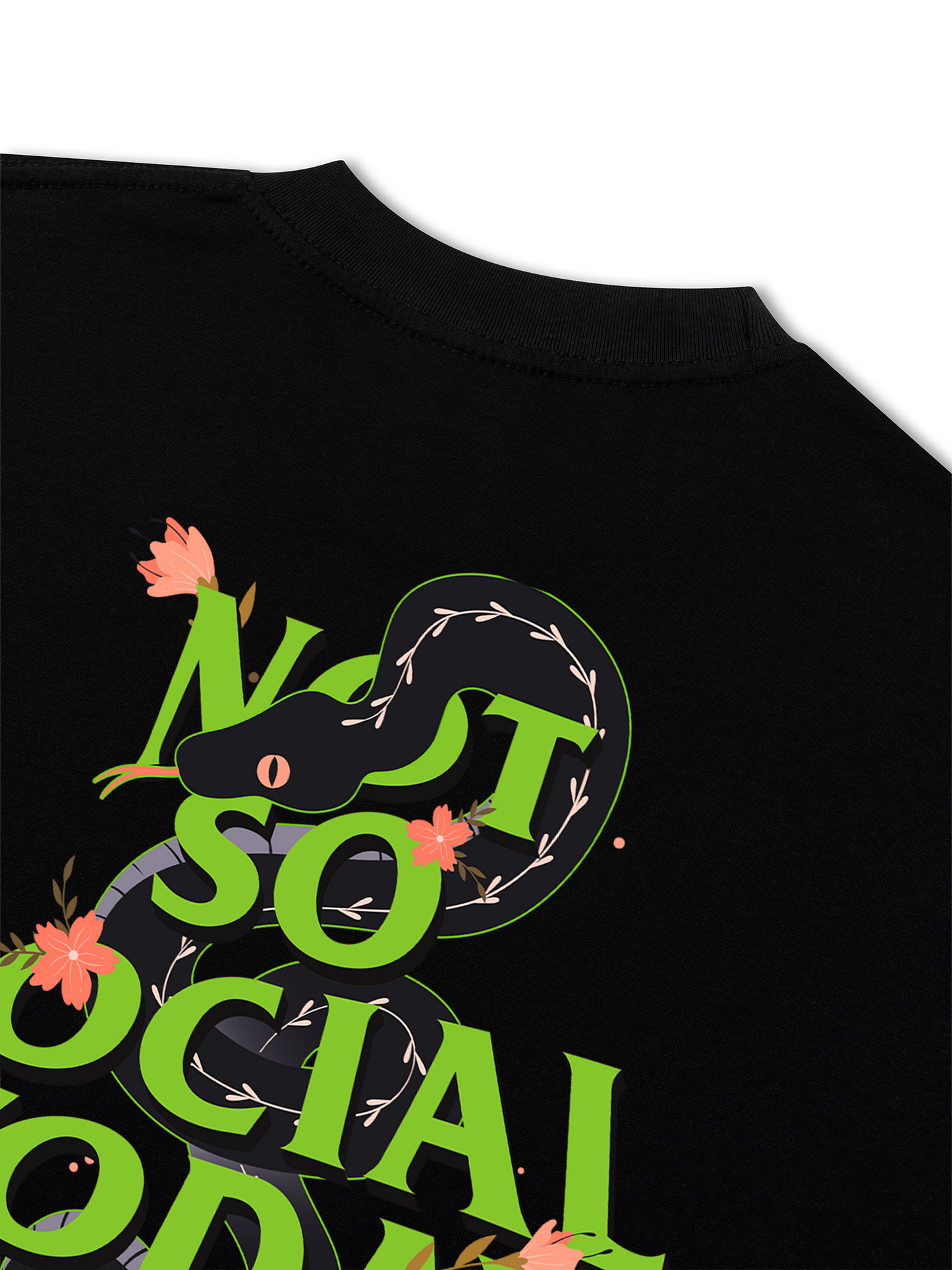 Áo Thun Relaxed Fit Not So Social Today Cherry Snake