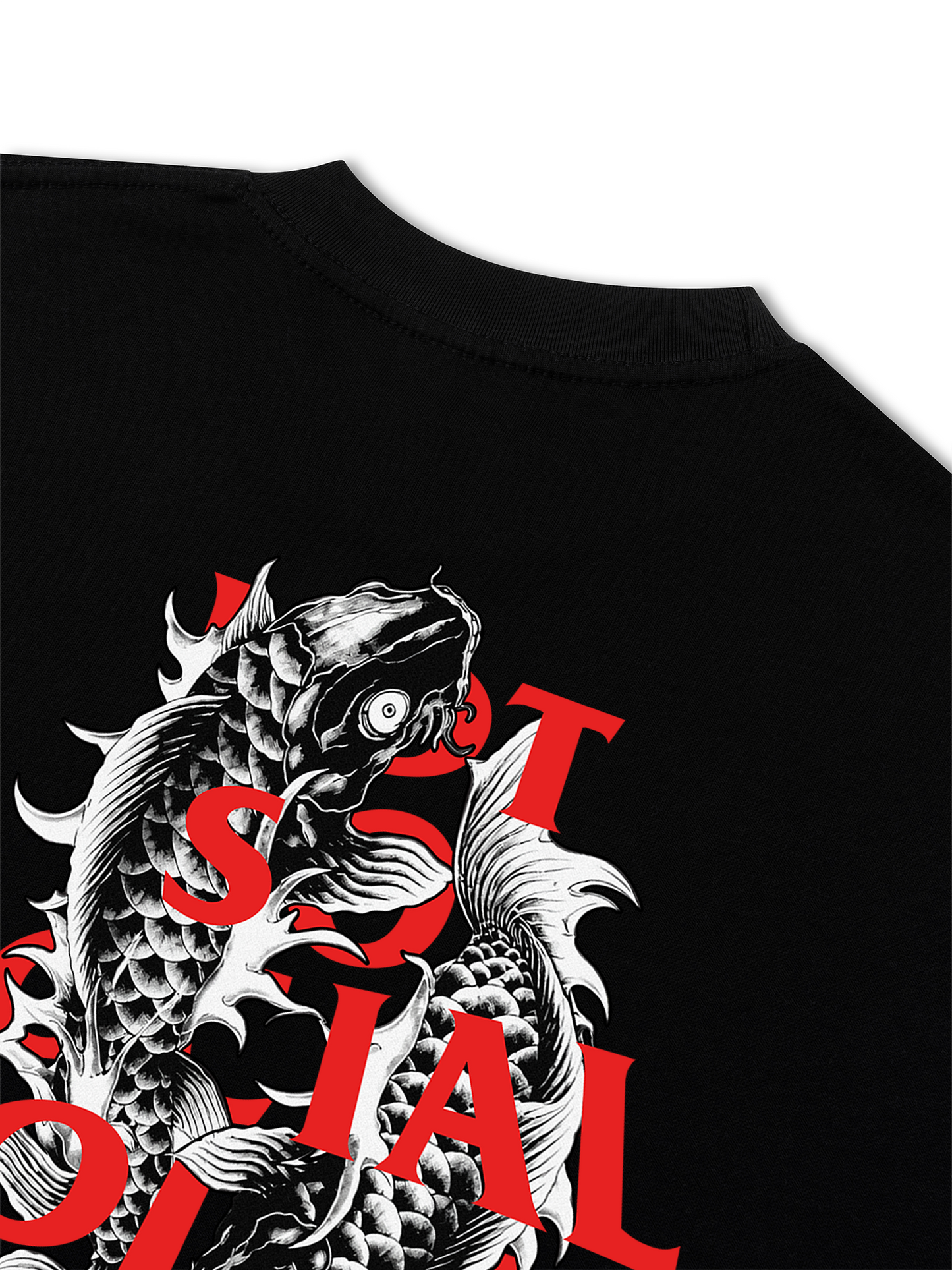 Áo Thun Relaxed Fit Not So Social Today Dark Koi Harmony