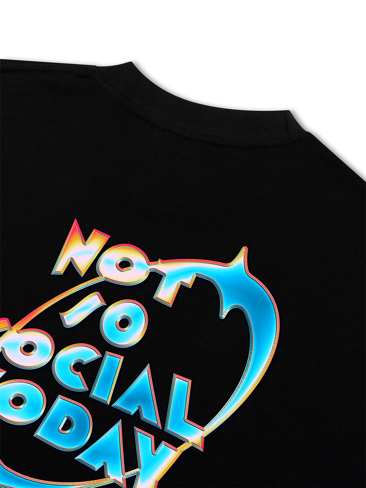 Áo Thun Relaxed Fit Not So Social Today Neon Holographic