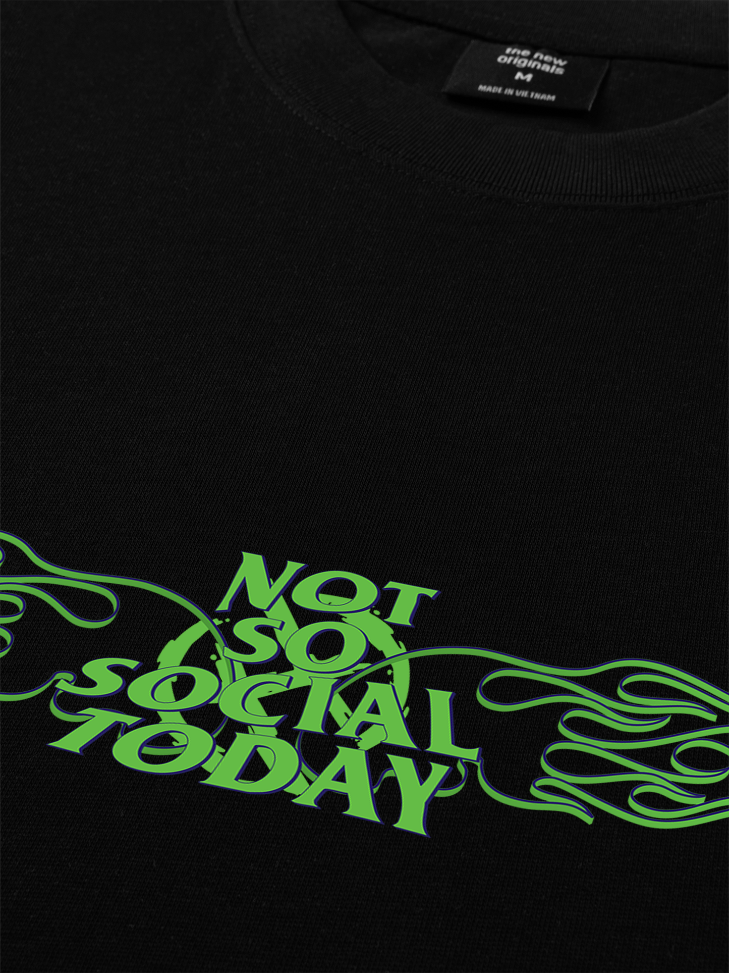 Áo Thun Relaxed Fit Not So Social Today Green Fire