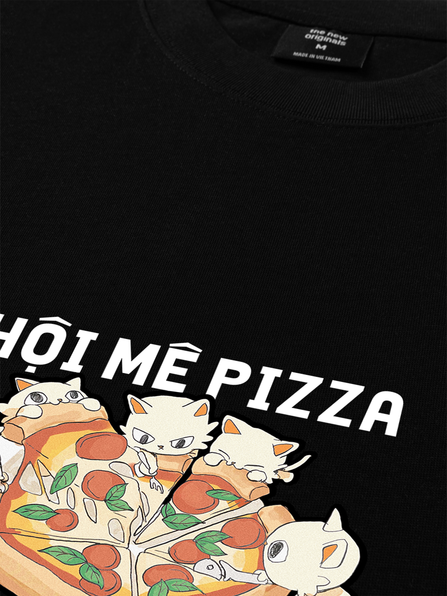 Áo Thun Relaxed Fit Hội Mèo Mê Pizza