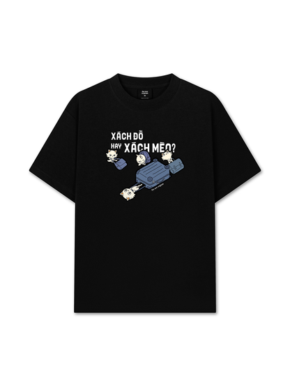 Áo Thun Relaxed Fit Hội Mèo Xách Vali