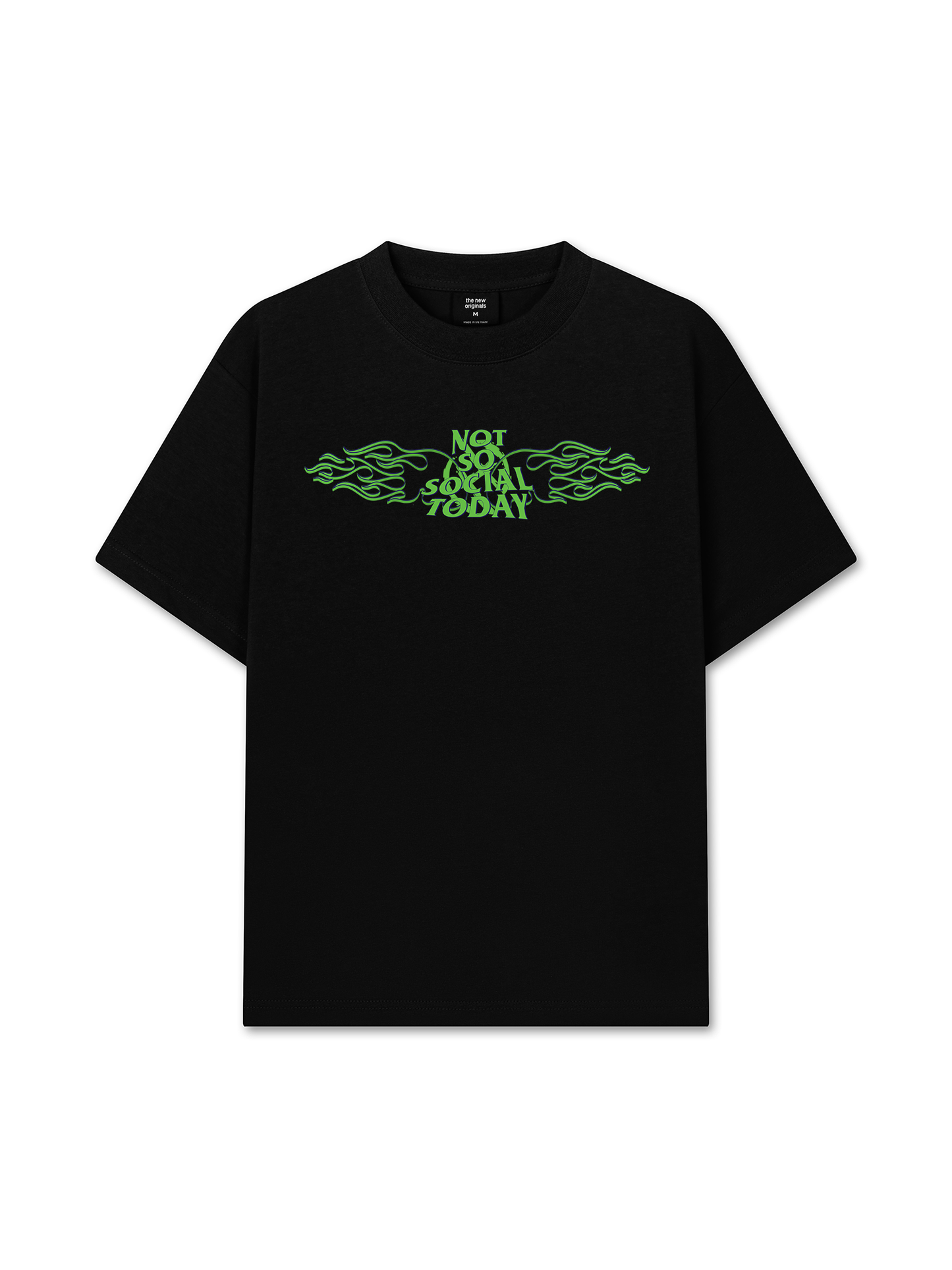 Áo Thun Relaxed Fit Not So Social Today Green Fire