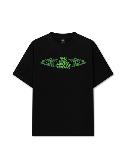 Áo Thun Relaxed Fit Not So Social Today Green Fire