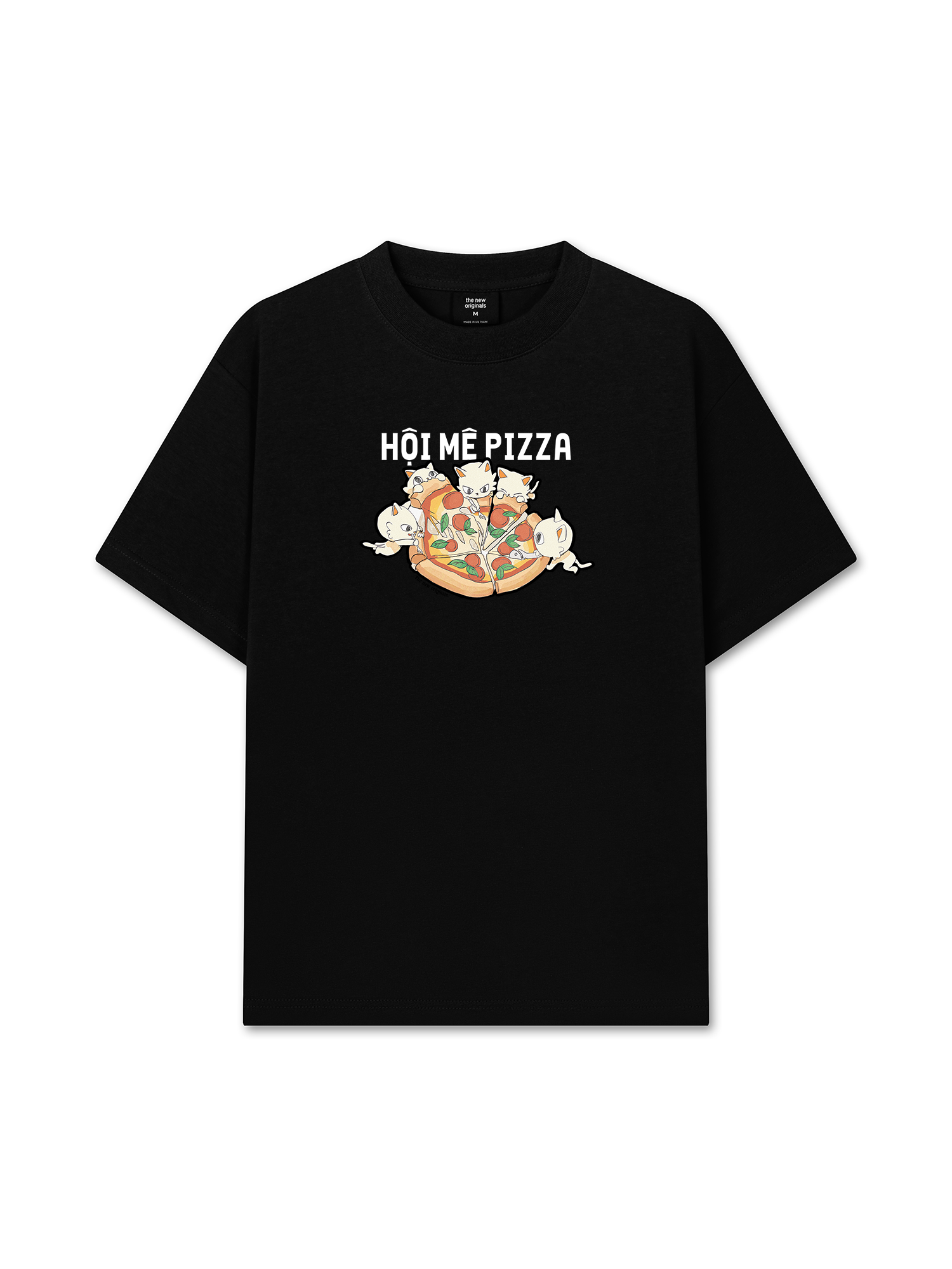 Áo Thun Relaxed Fit Hội Mèo Mê Pizza