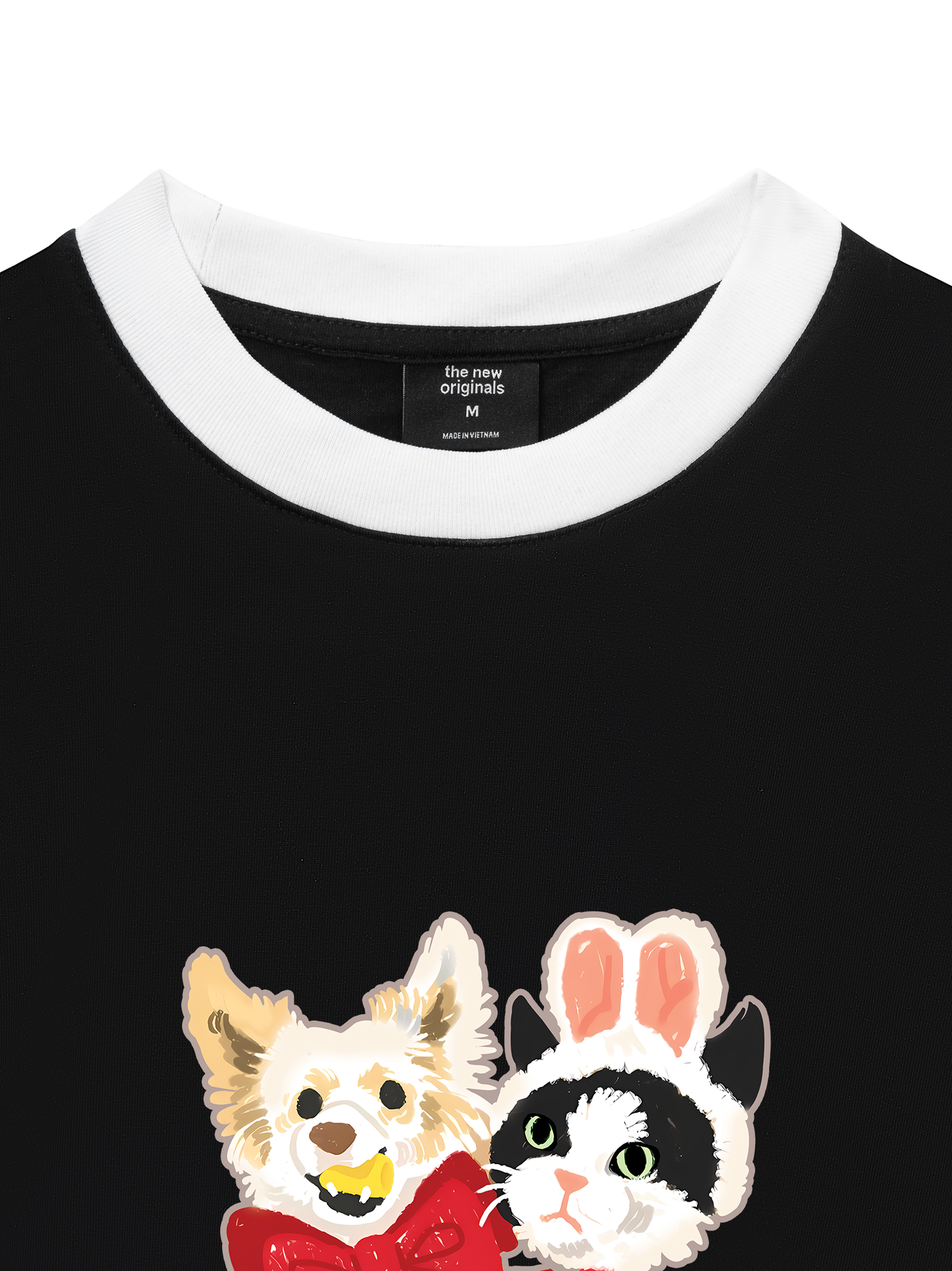 Áo Thun Ringer Relaxed Fit Animal Mood Bestie Puppy And Meow