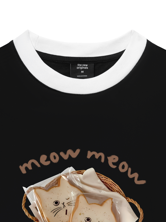 Áo Thun Ringer Relaxed Fit Sweet Pastry Meow Meow Bead