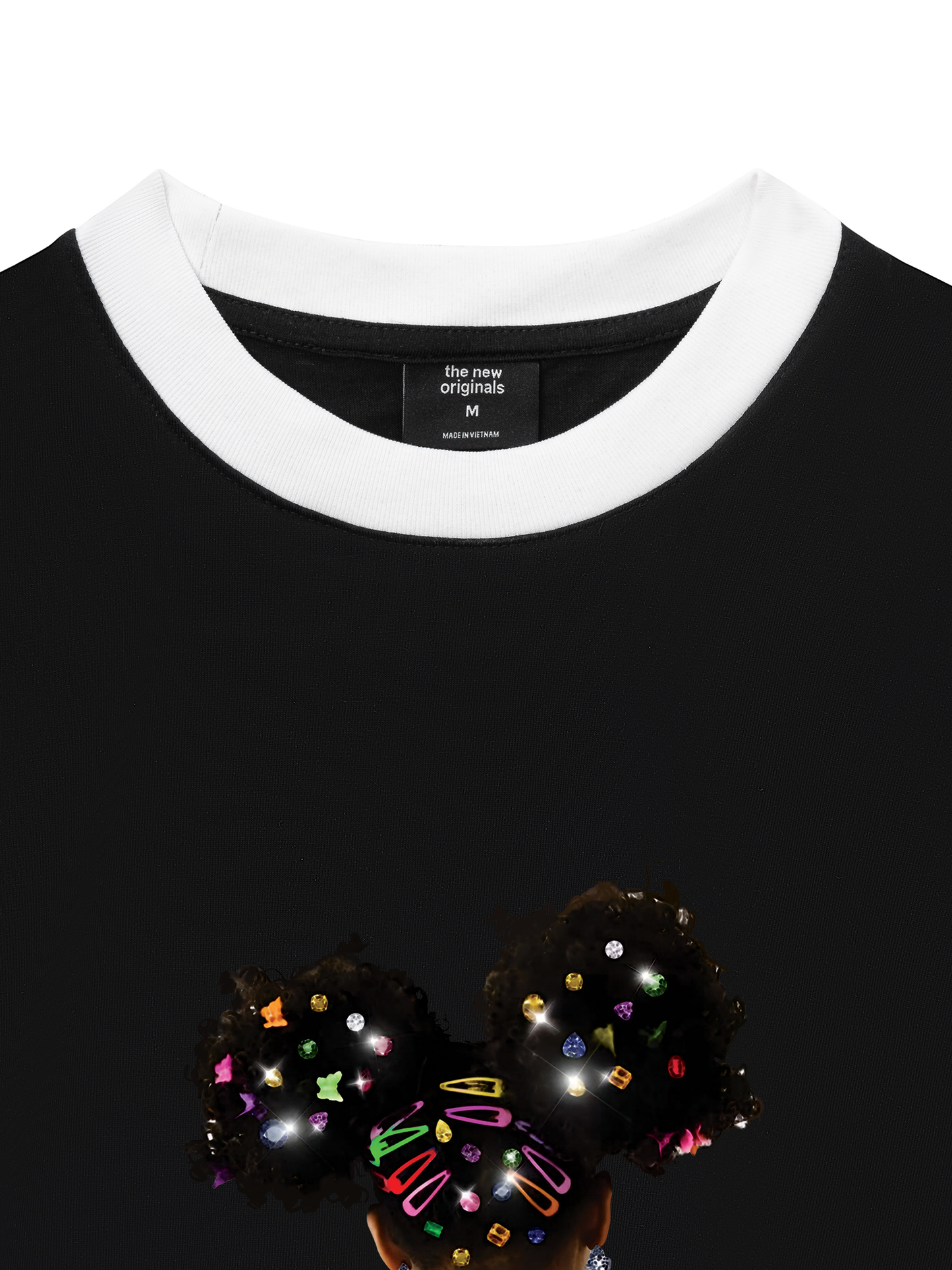 Áo Thun Ringer Relaxed Fit Colorful Diamond Hairpin Afro Girl