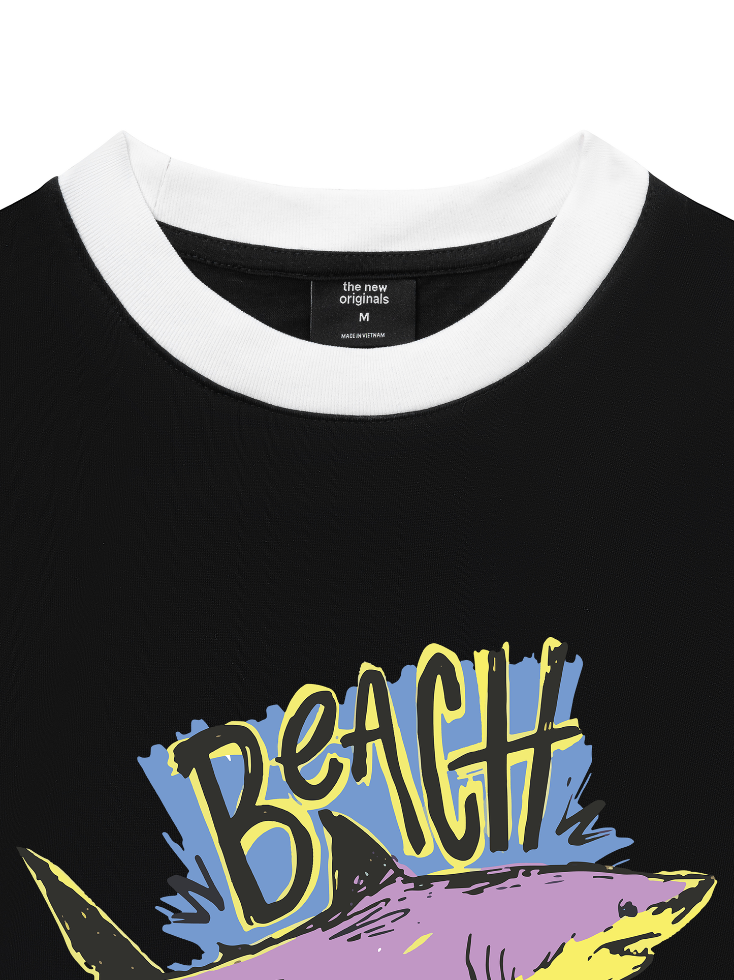 Áo Thun Ringer Relaxed Fit Ocean Beach Vibes Shark