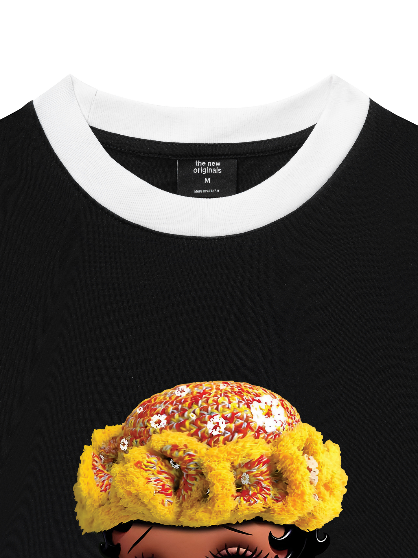 Áo Thun Ringer Relaxed Fit Flower Sun Knit Hat Cartoon Head