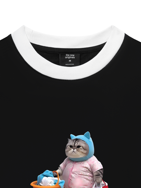 Áo Thun Ringer Relaxed Fit Animal Mood Mommy Meow