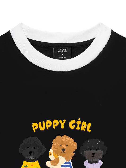 Áo Thun Ringer Relaxed Fit Animal Puppy Girl