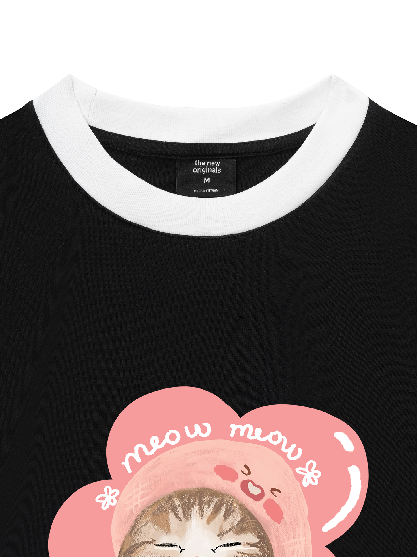 Áo Thun Ringer Relaxed Fit Flower Cat