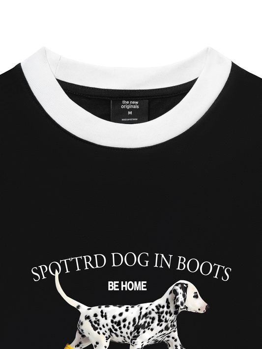 Áo Thun Ringer Relaxed Fit Animal Cute Puppy Yellow Boots