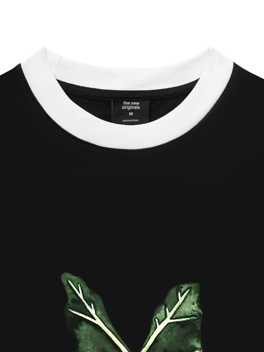 Áo Thun Ringer Relaxed Fit Tropical Alocasia Leaf