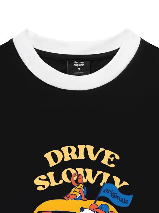 Áo Thun Ringer Relaxed Fit Drive Slowly_