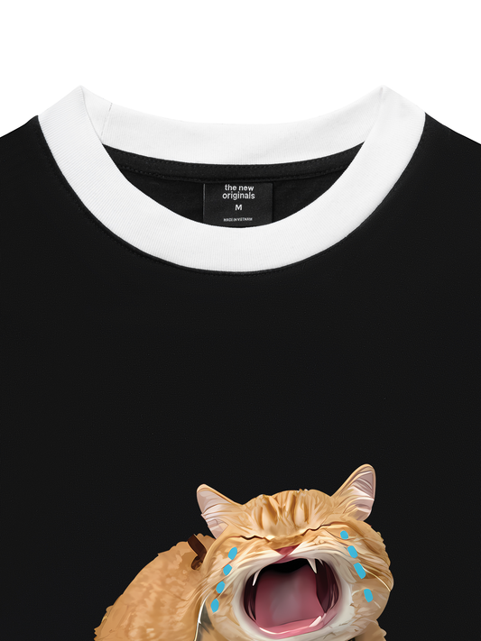 Áo Thun Ringer Relaxed Fit Animal Mood Funny Meow