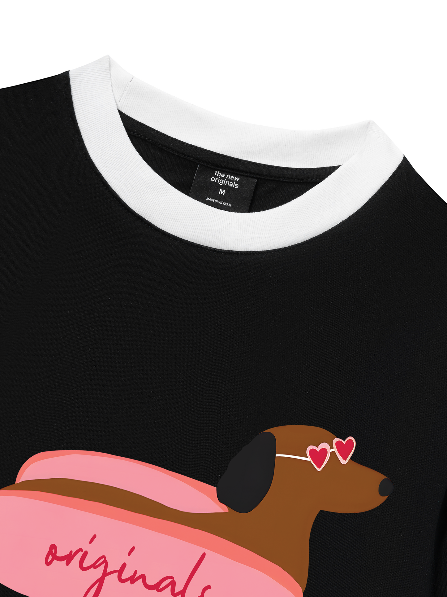 Áo Thun Ringer Relaxed Fit Pink Dachshund