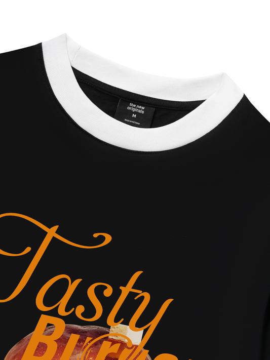 Áo Thun Ringer Relaxed Fit Foody Tasty Burger