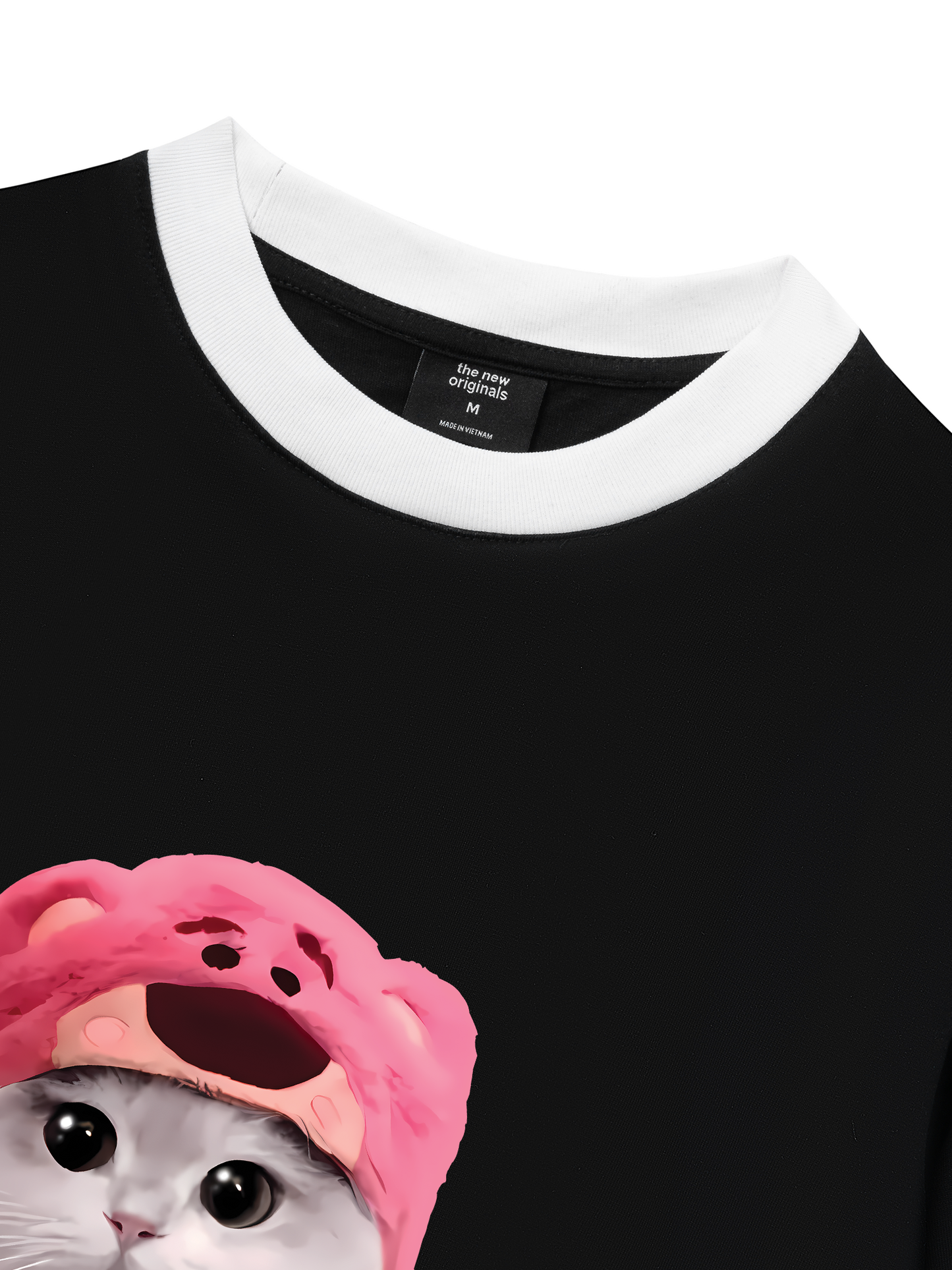 Áo Thun Ringer Relaxed Fit Animal Mood Pink Meow