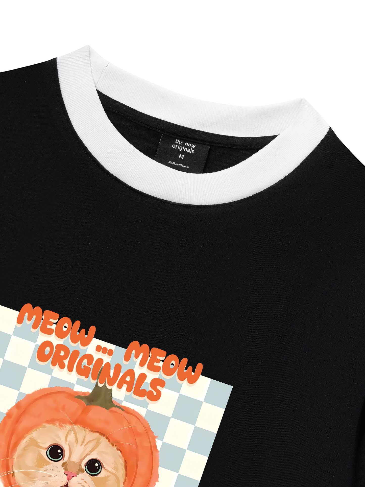 Áo Thun Ringer Relaxed Fit Animal Meow Pumpkin