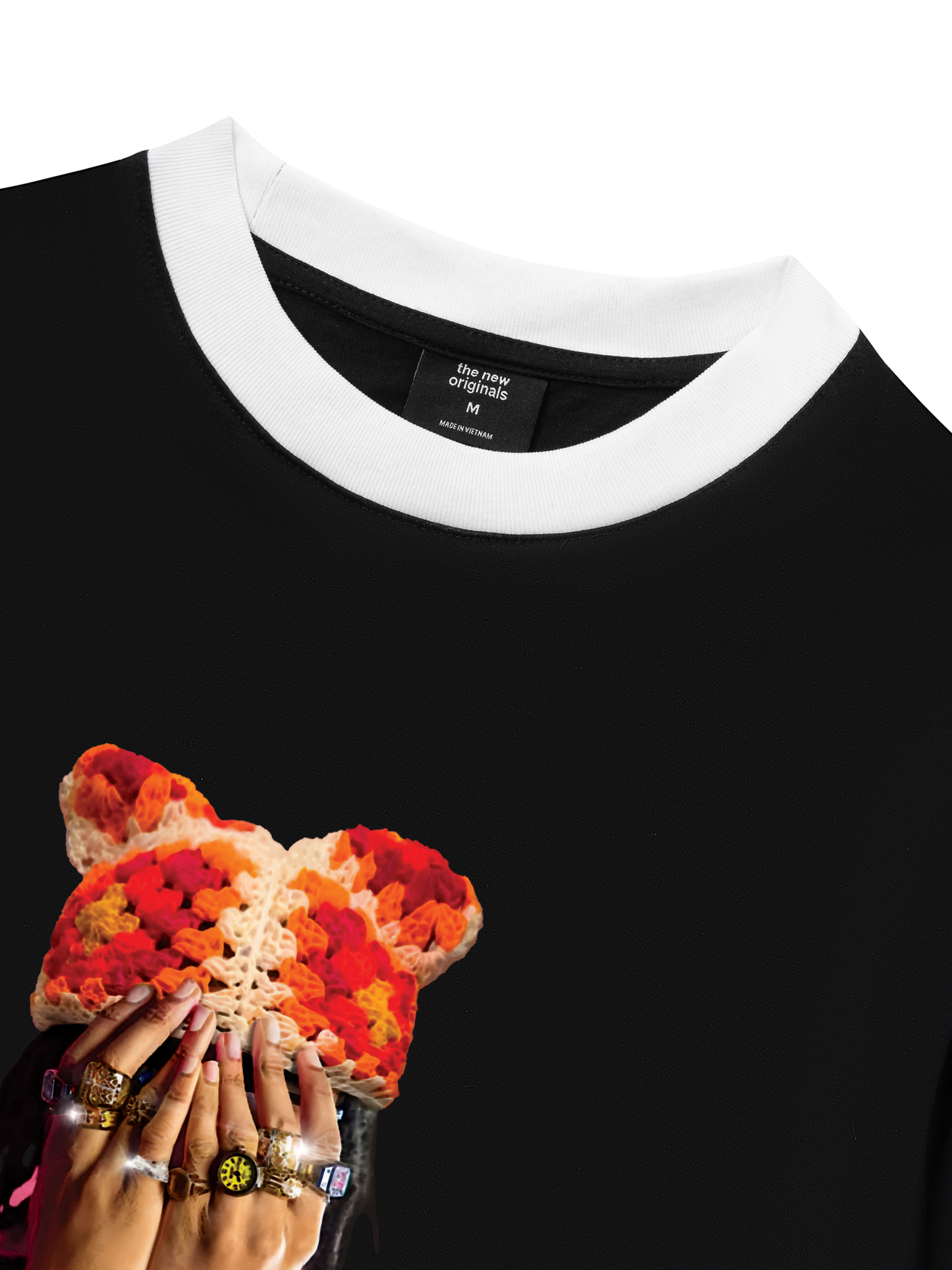 Áo Thun Ringer Relaxed Fit Jewel Ring & Orange Kitty Cap Wash