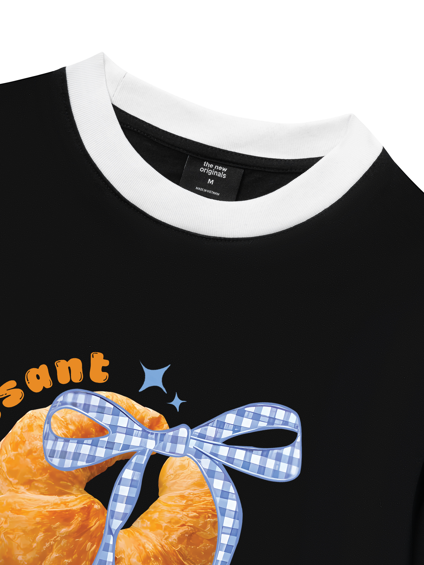 Áo Thun Ringer Relaxed Fit Sweet Pastry BLue Plaid Bow