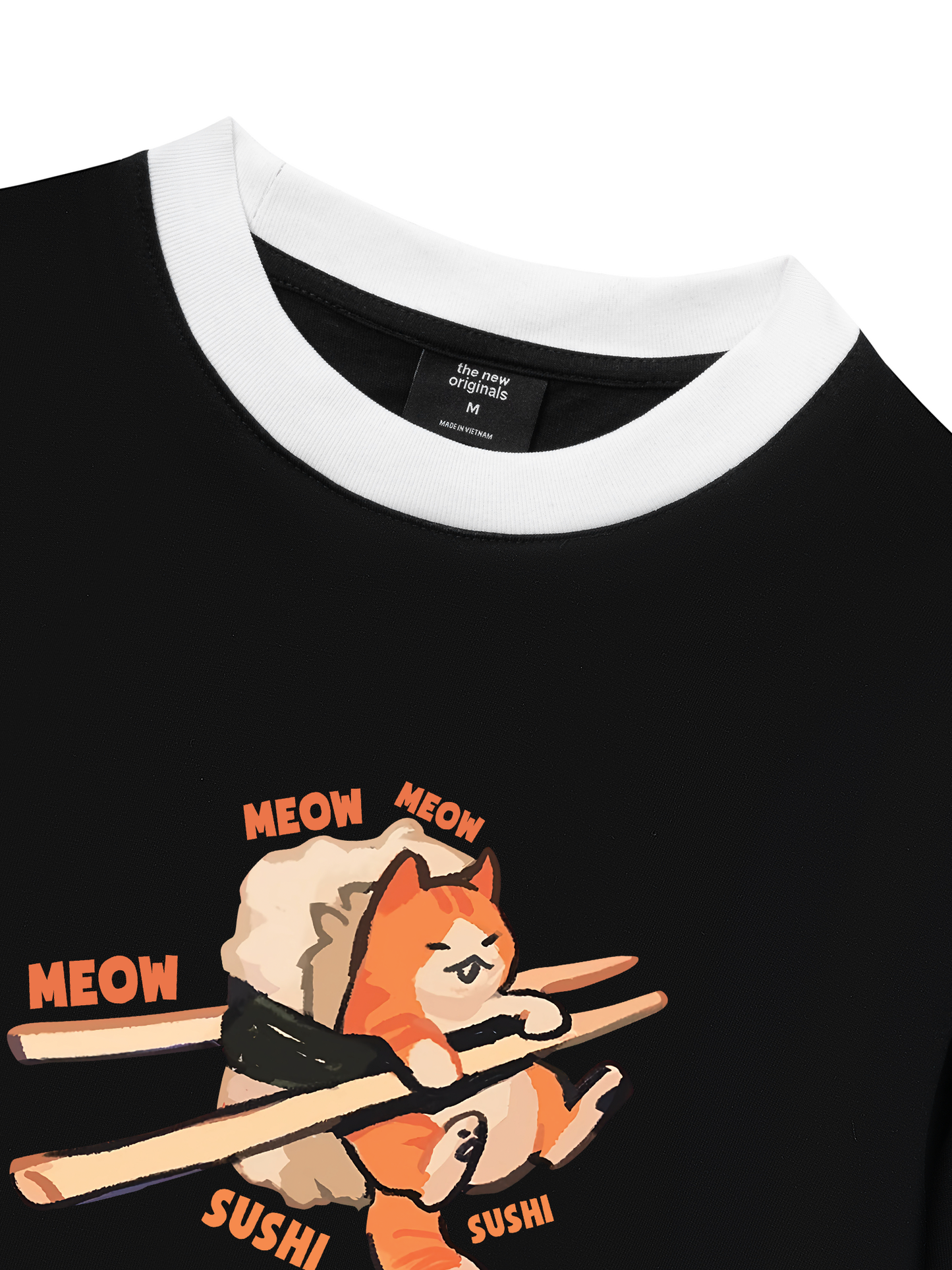 Áo Thun Ringer Relaxed Fit Sushi Meow
