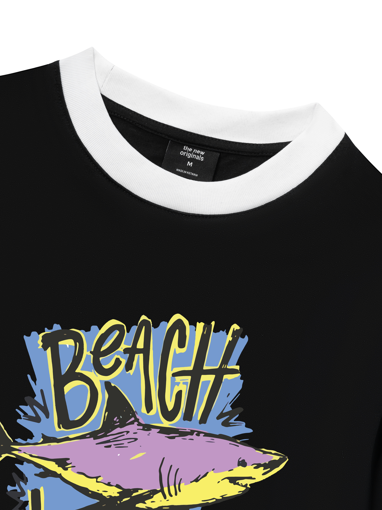 Áo Thun Ringer Relaxed Fit Ocean Beach Vibes Shark