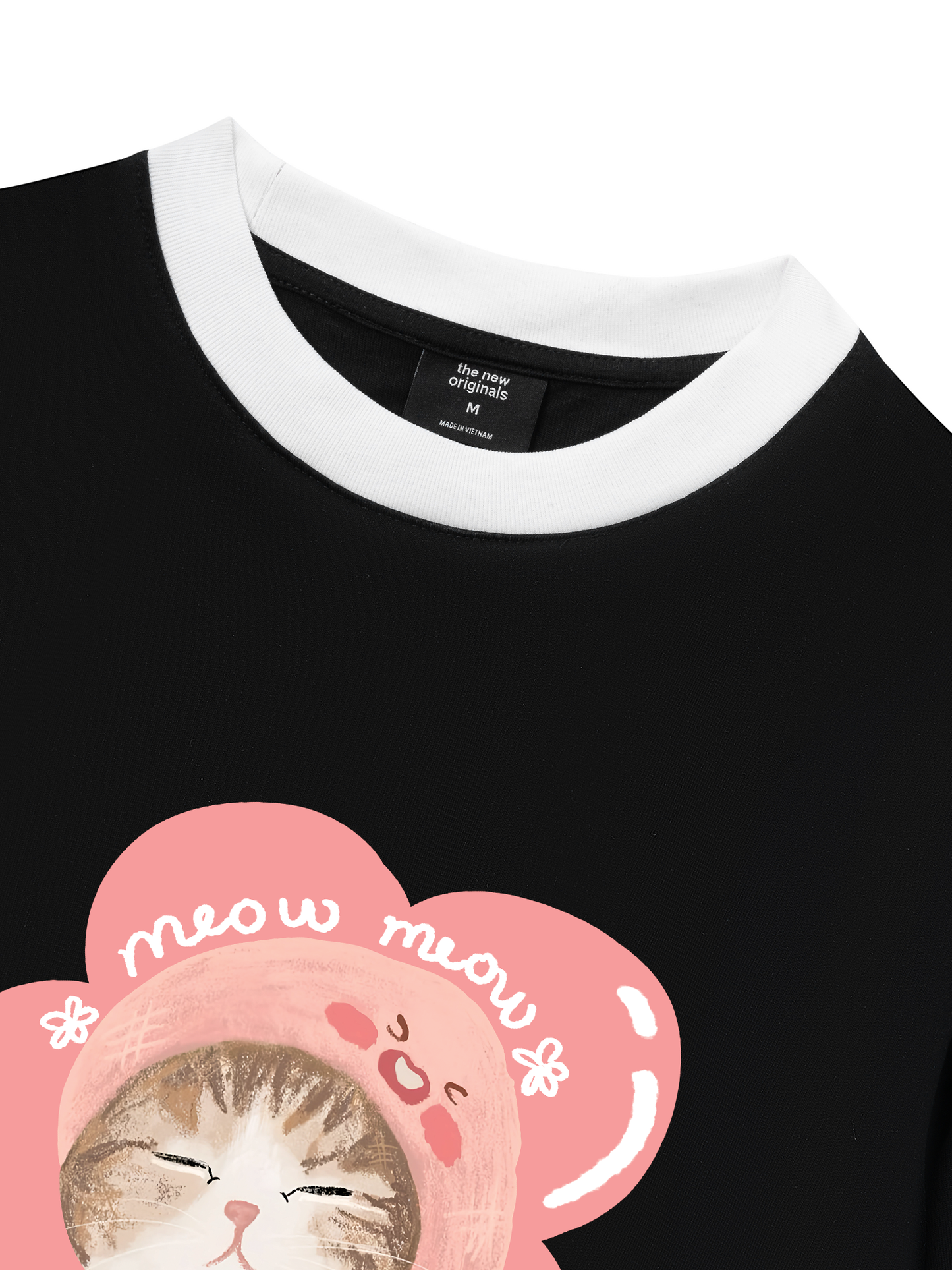 Áo Thun Ringer Relaxed Fit Flower Cat