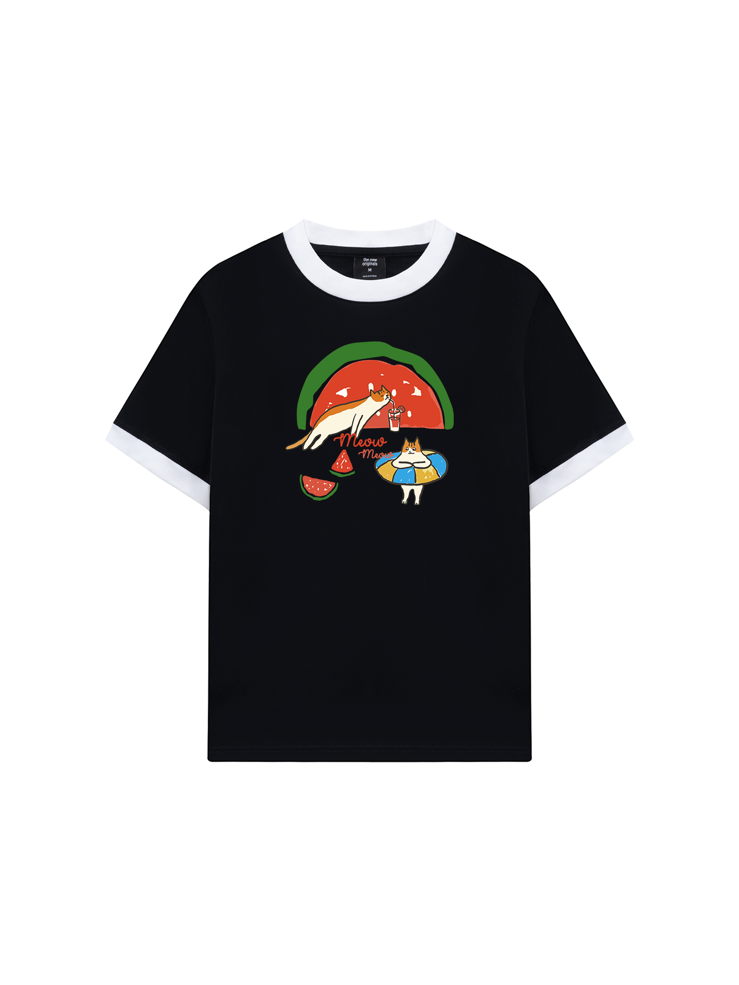 Áo Thun Ringer Relaxed Fit Meow Meow Watermelon