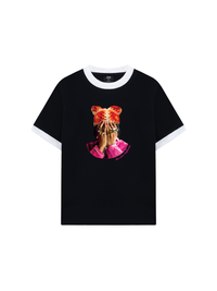 Áo Thun Ringer Relaxed Fit Jewel Ring & Orange Kitty Cap Wash